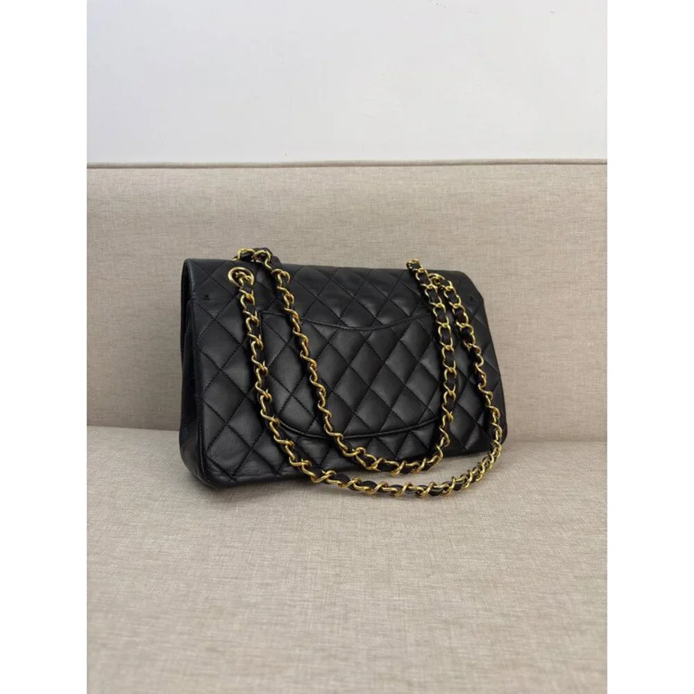 CHANEL Black Lambskin Classic Flap Medium GHW